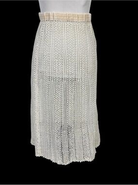 Lim's Vintage 70's Ivory Cream Crochet Skirt Boho Festival Beach Elastic Waist S